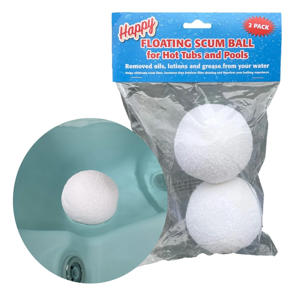 Happy Hot Tubs Floating Scum Ball (2 Pack) 3 Happy Hot Tubs Floating Scum Ball (2 Pack)
